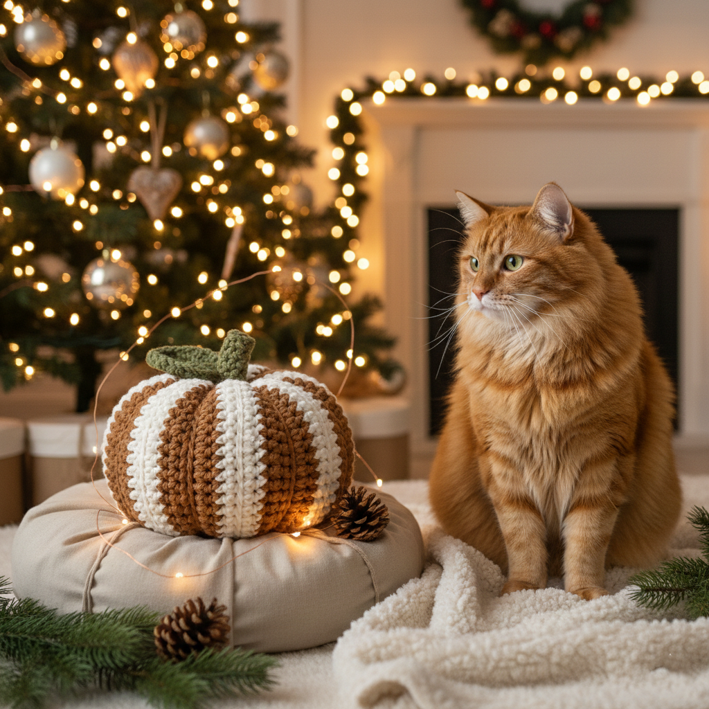 Striped Rustic Pumpkin Christmas Crochet Pattern - Stitchora