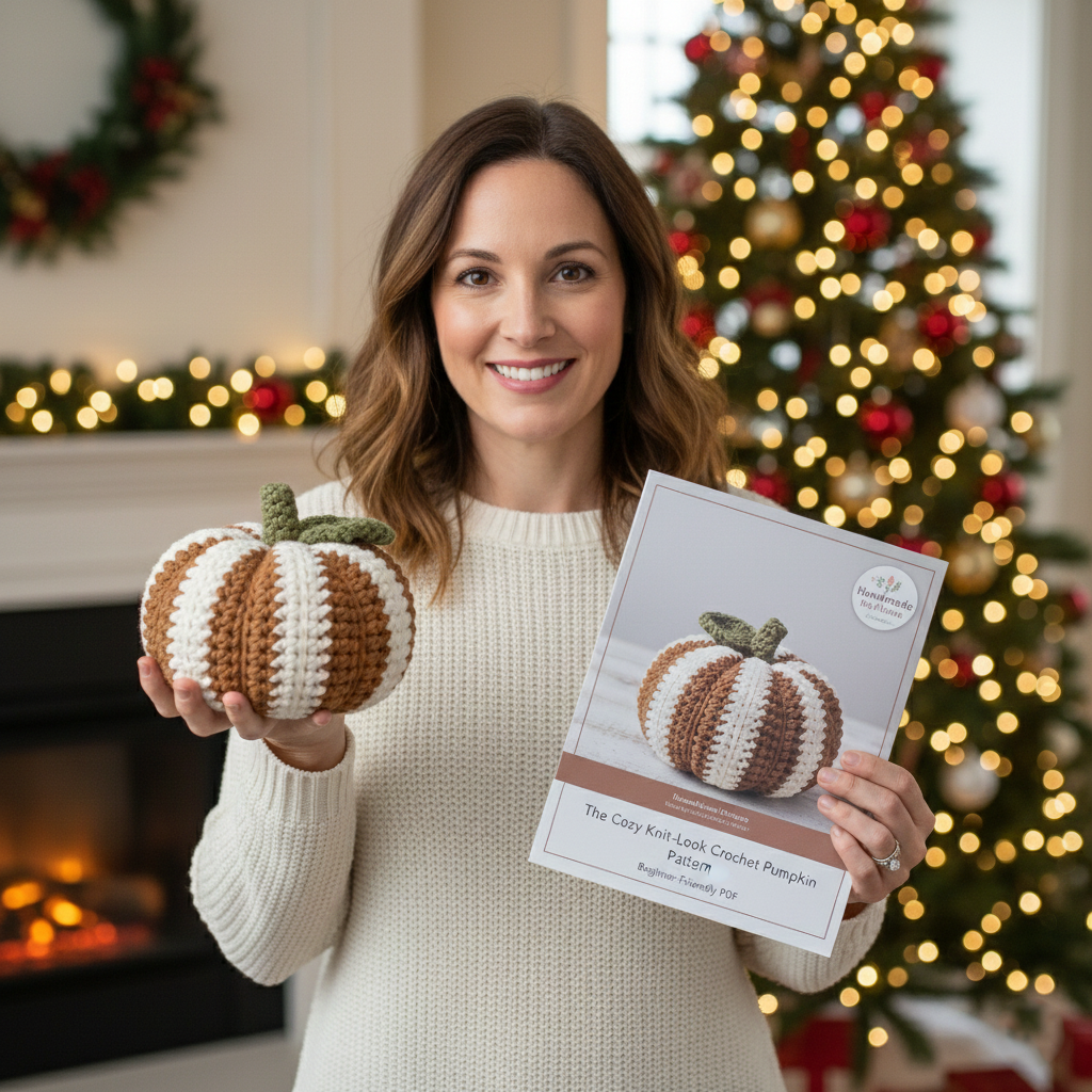 Striped Rustic Pumpkin Christmas Crochet Pattern - Stitchora