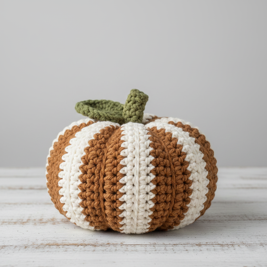 Striped Rustic Pumpkin Christmas Crochet Pattern - Stitchora