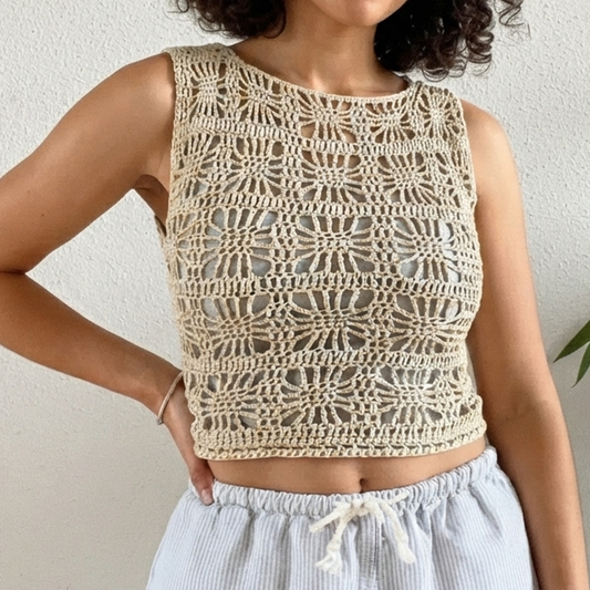 Sunny side up tank Summer Crochet Pattern top easy beginner friendly