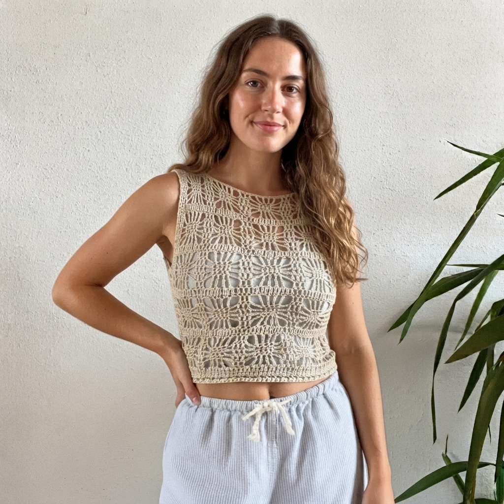 Sunny side up tank Summer Crochet Pattern top easy beginner friendly