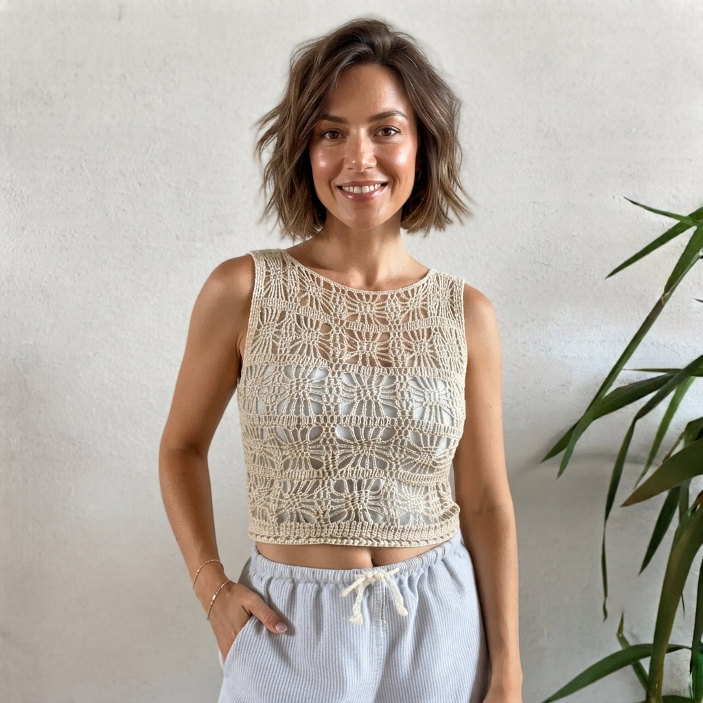 Sunny side up tank Summer Crochet Pattern top easy beginner friendly