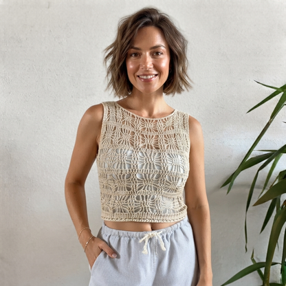 Sunny side up tank Summer Crochet Pattern top easy beginner friendly