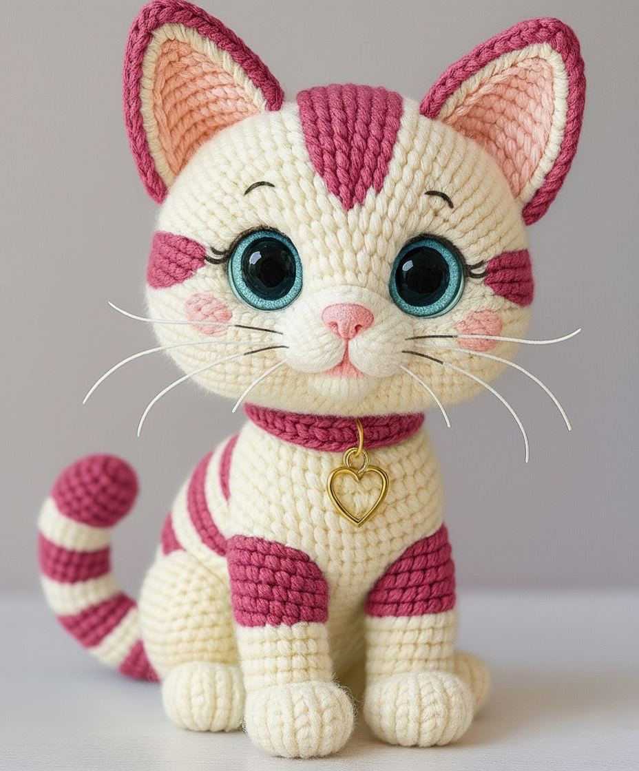 Amigurumi Pink Cat Crochet Pattern Kitten Plush - Stitchora