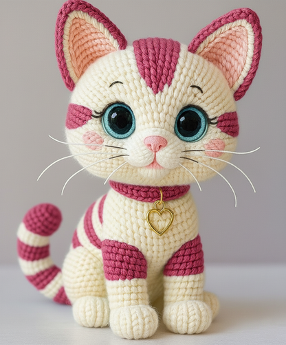 Amigurumi Pink Cat Crochet Pattern Kitten Plush - Stitchora