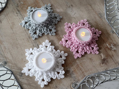 Snowflake LED Tea Light Holders Crochet Pattern - Stitchora