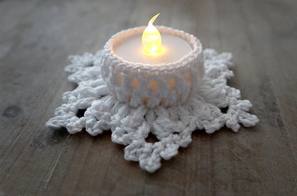 Snowflake LED Tea Light Holders Crochet Pattern - Stitchora