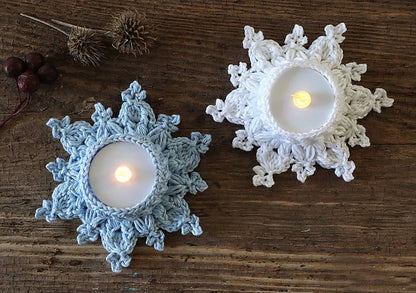 Snowflake LED Tea Light Holders Crochet Pattern - Stitchora
