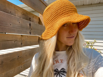Sunshine Bucket Hat Crochet Pattern | 4 SIZES Easy Beginner friendly