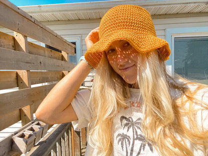 Sunshine Bucket Hat Crochet Pattern | 4 SIZES Easy Beginner friendly