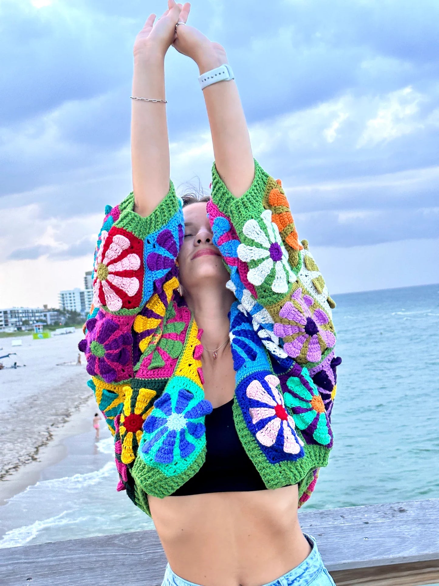 Daisy Sweater Mystery Retro Daisy Cardigan Crochet Pattern PDF