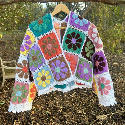 Daisy Sweater Mystery Retro Daisy Cardigan Crochet Pattern PDF