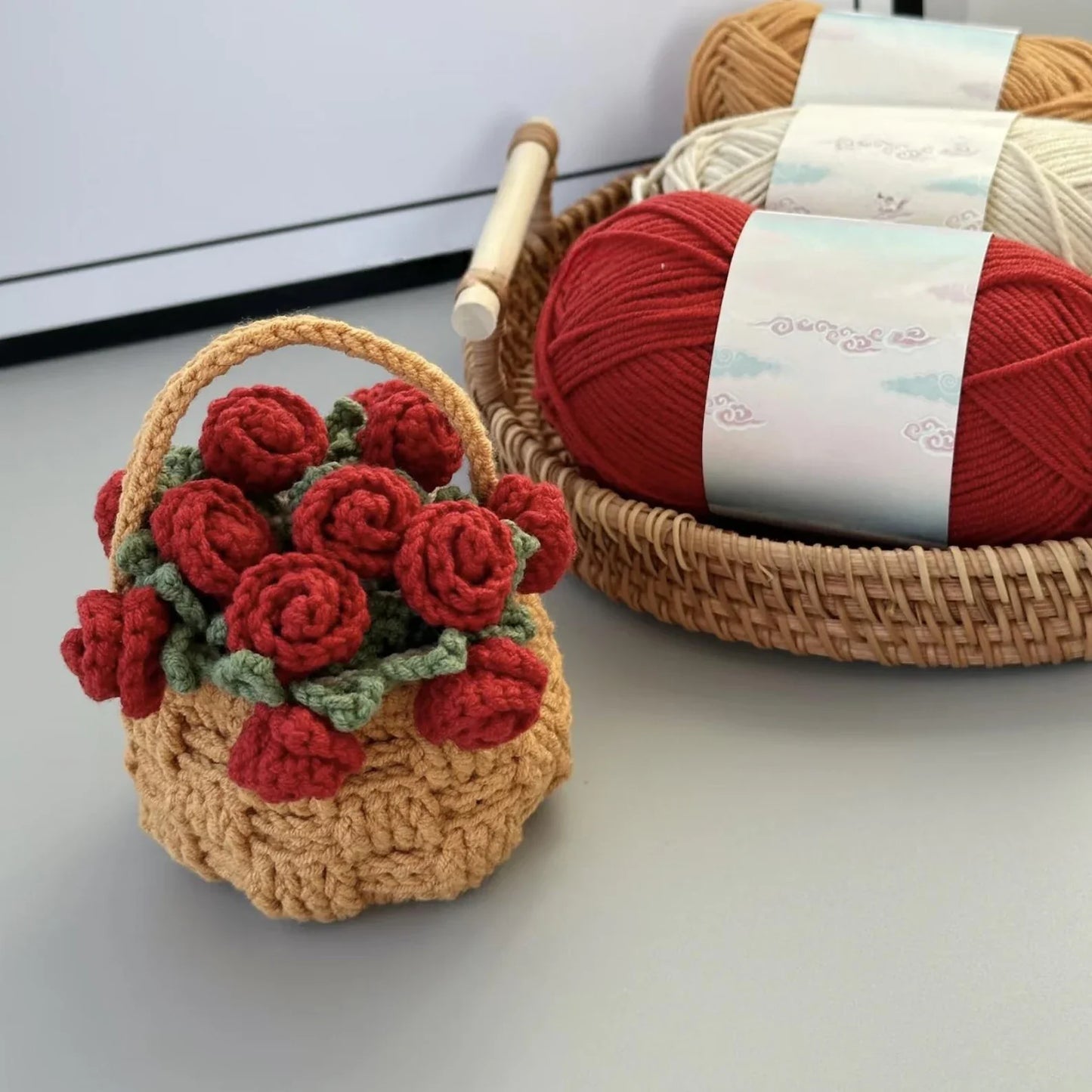 Rose Coaster & Flower Basket Crochet Pattern 5 languages - Stitchora