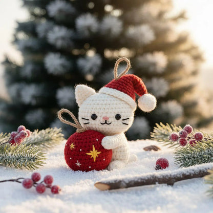Christmas Cat and Ball Crochet PDF Pattern - Stitchora