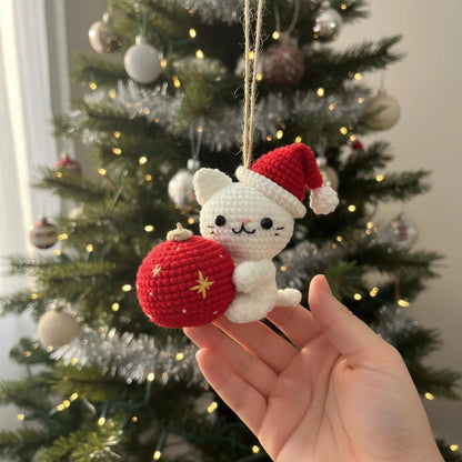 Christmas Cat and Ball Crochet PDF Pattern - Stitchora