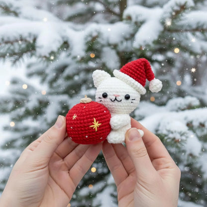 Christmas Cat and Ball Crochet PDF Pattern - Stitchora