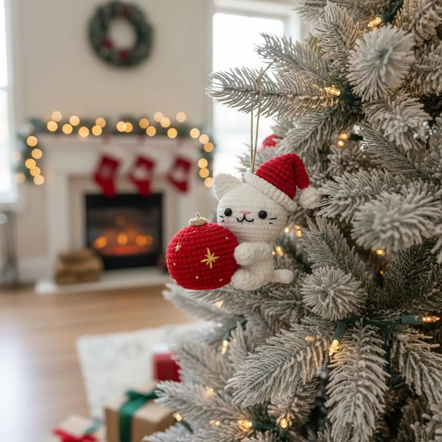 Christmas Cat and Ball Crochet PDF Pattern - Stitchora