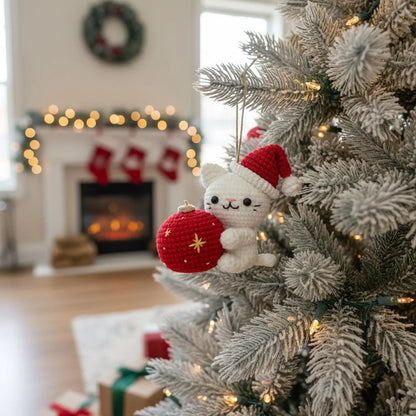 Christmas Cat and Ball Crochet PDF Pattern - Stitchora