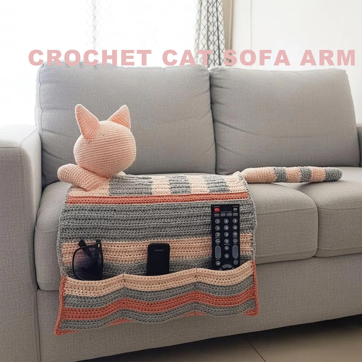 Crochet Cat Sofa Arm Organizer Pattern Couch Caddy PDF - Stitchora