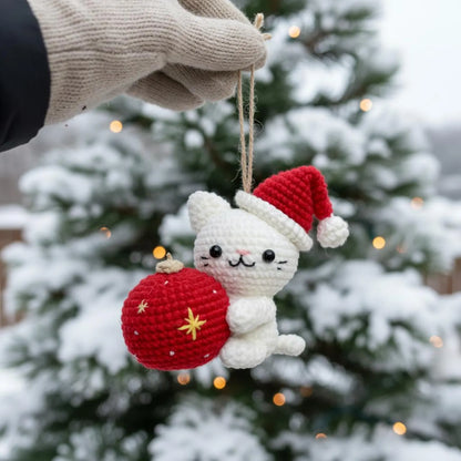 Christmas Cat and Ball Crochet PDF Pattern - Stitchora