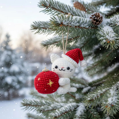 Christmas Cat and Ball Crochet PDF Pattern - Stitchora