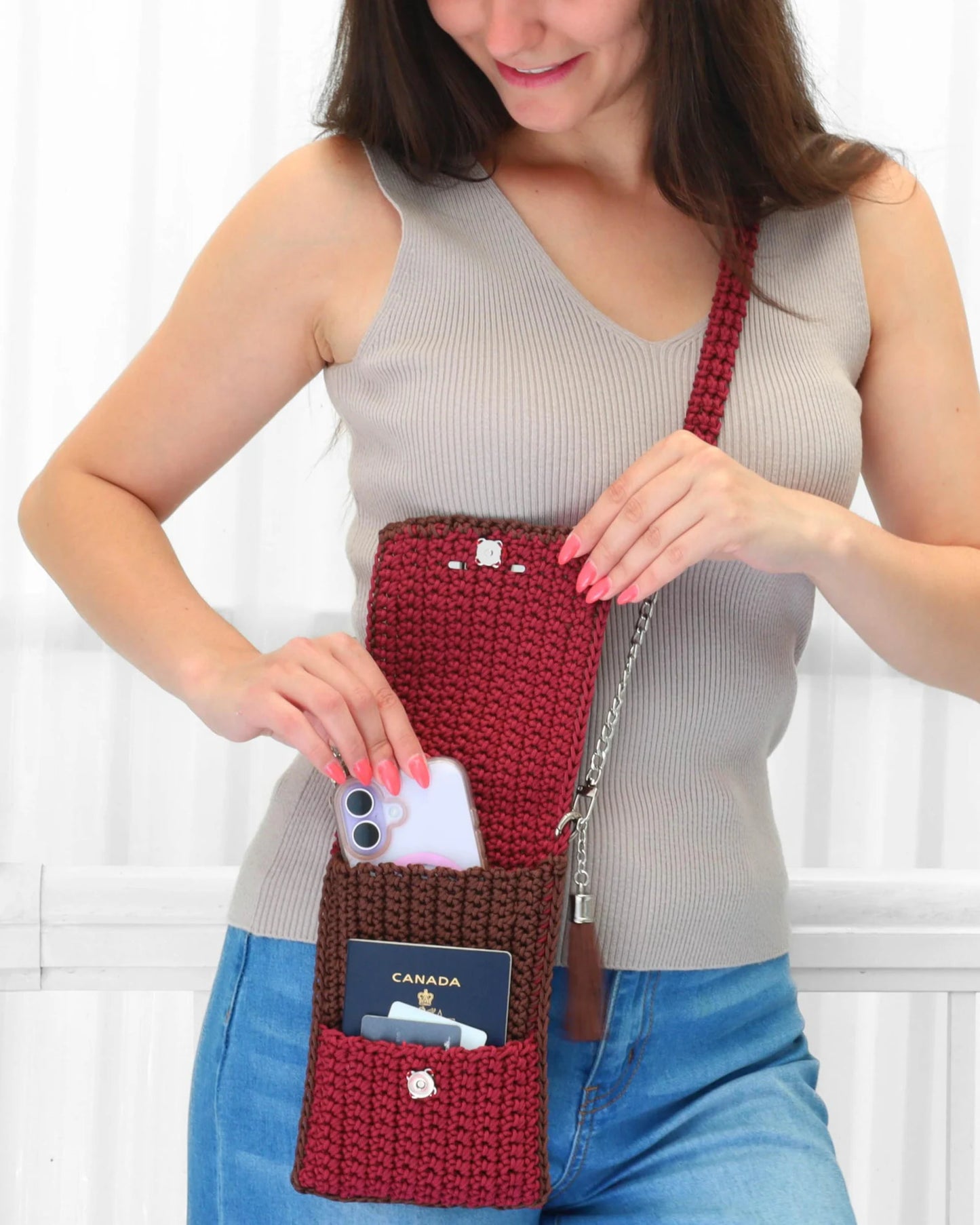 Crochet Pattern Crossbody Phone Purse shopping 1 strap summer Bag