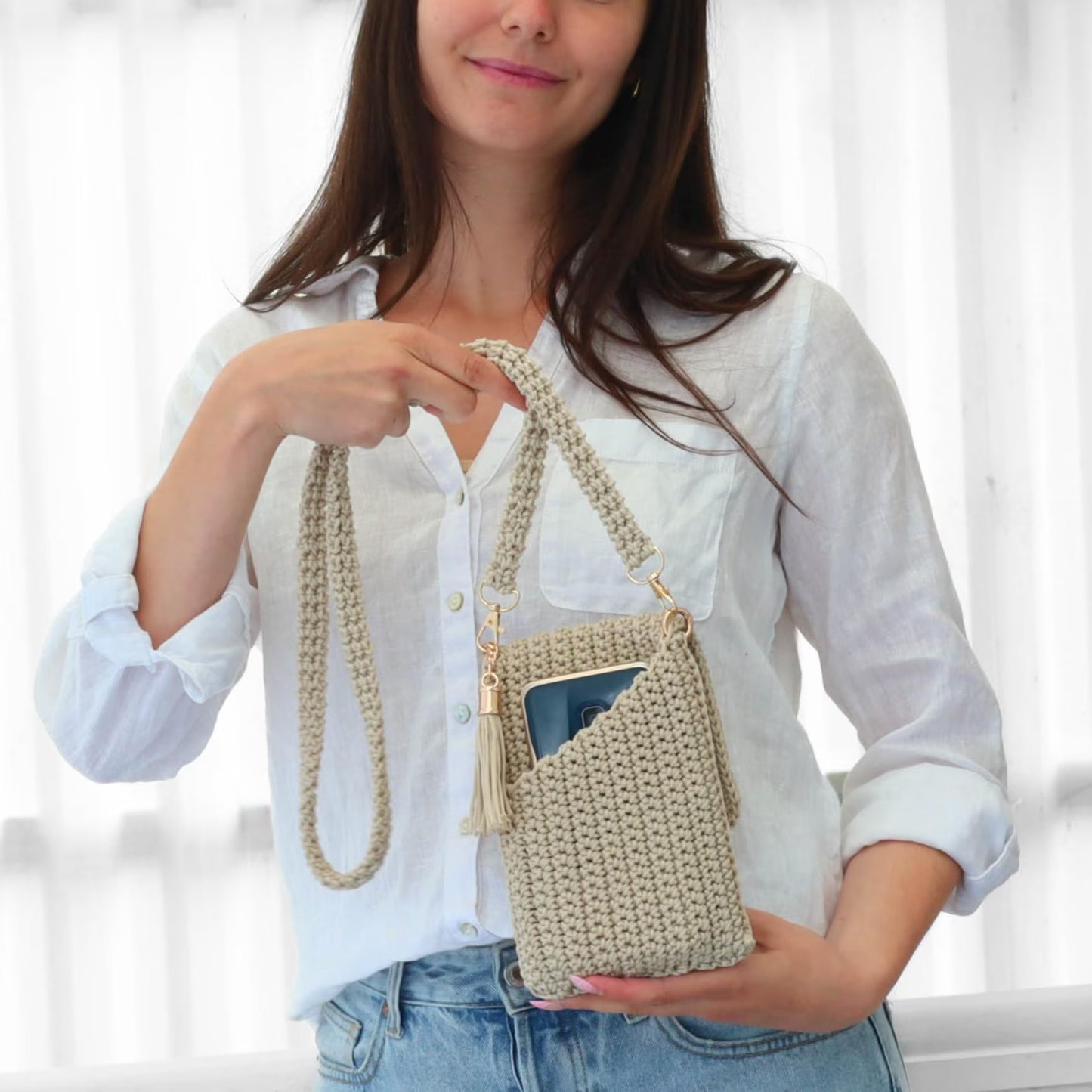 Crochet Pattern Crossbody Phone Purse shopping 1 strap summer Bag