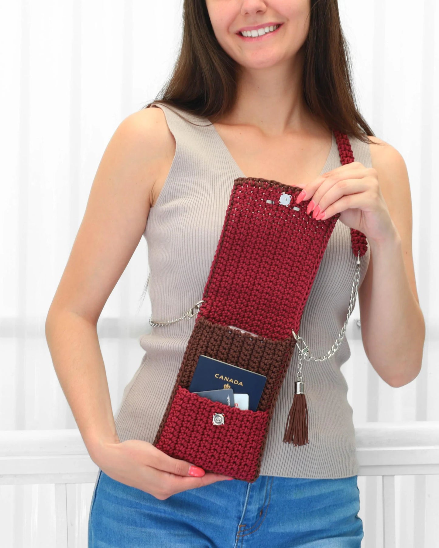 Crochet Pattern Crossbody Phone Purse shopping 1 strap summer Bag