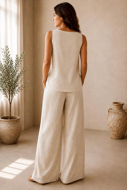 Luna Linen Set Sewing Pattern – Ruffled Peplum Top & Straight-Leg Trousers PDF