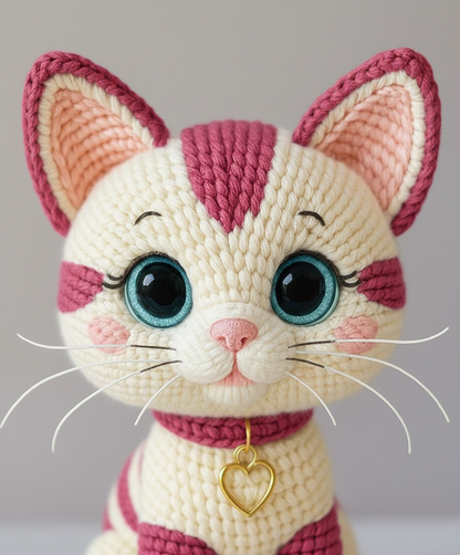 Amigurumi Pink Cat Crochet Pattern Kitten Plush - Stitchora