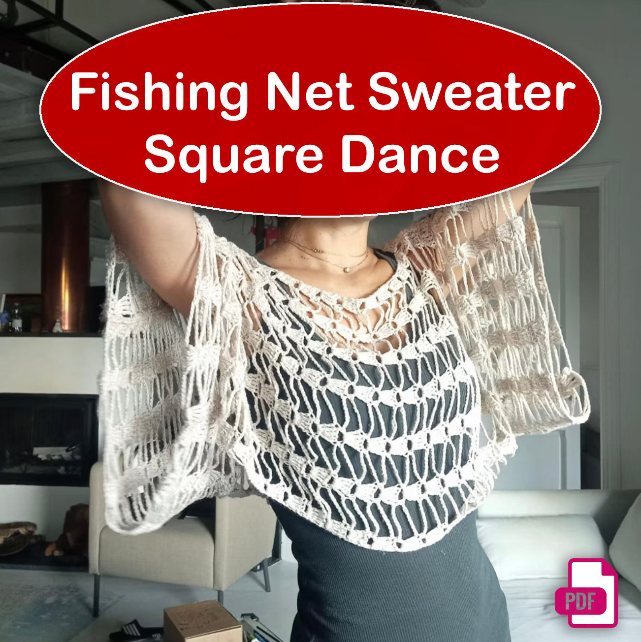 Fishing Net Sweater Square Dance Crochet Pattern PDF - Stitchora