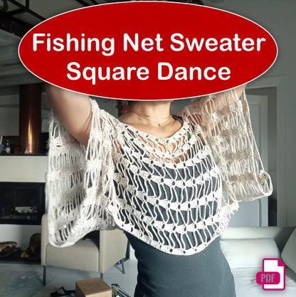 Fishing Net Sweater Square Dance Crochet Pattern PDF - Stitchora
