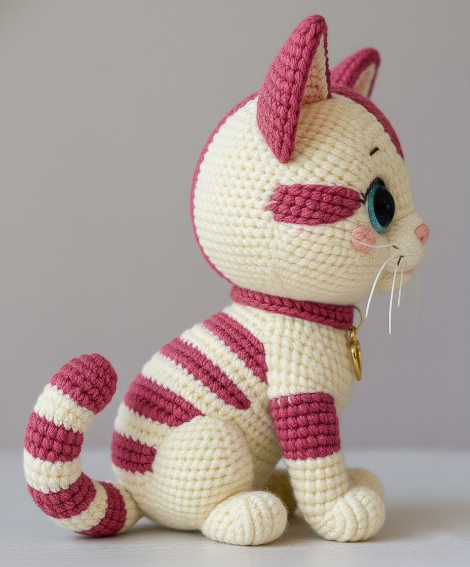 Amigurumi Pink Cat Crochet Pattern Kitten Plush - Stitchora