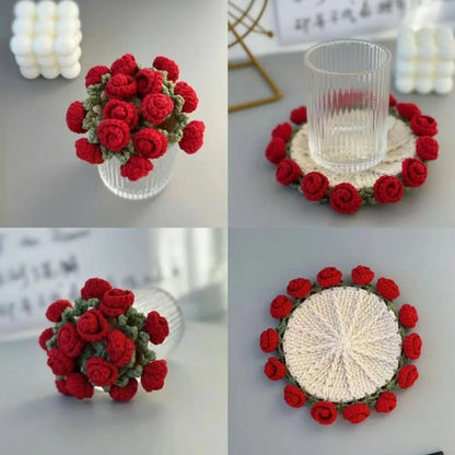Rose Coaster & Flower Basket Crochet Pattern 5 languages - Stitchora