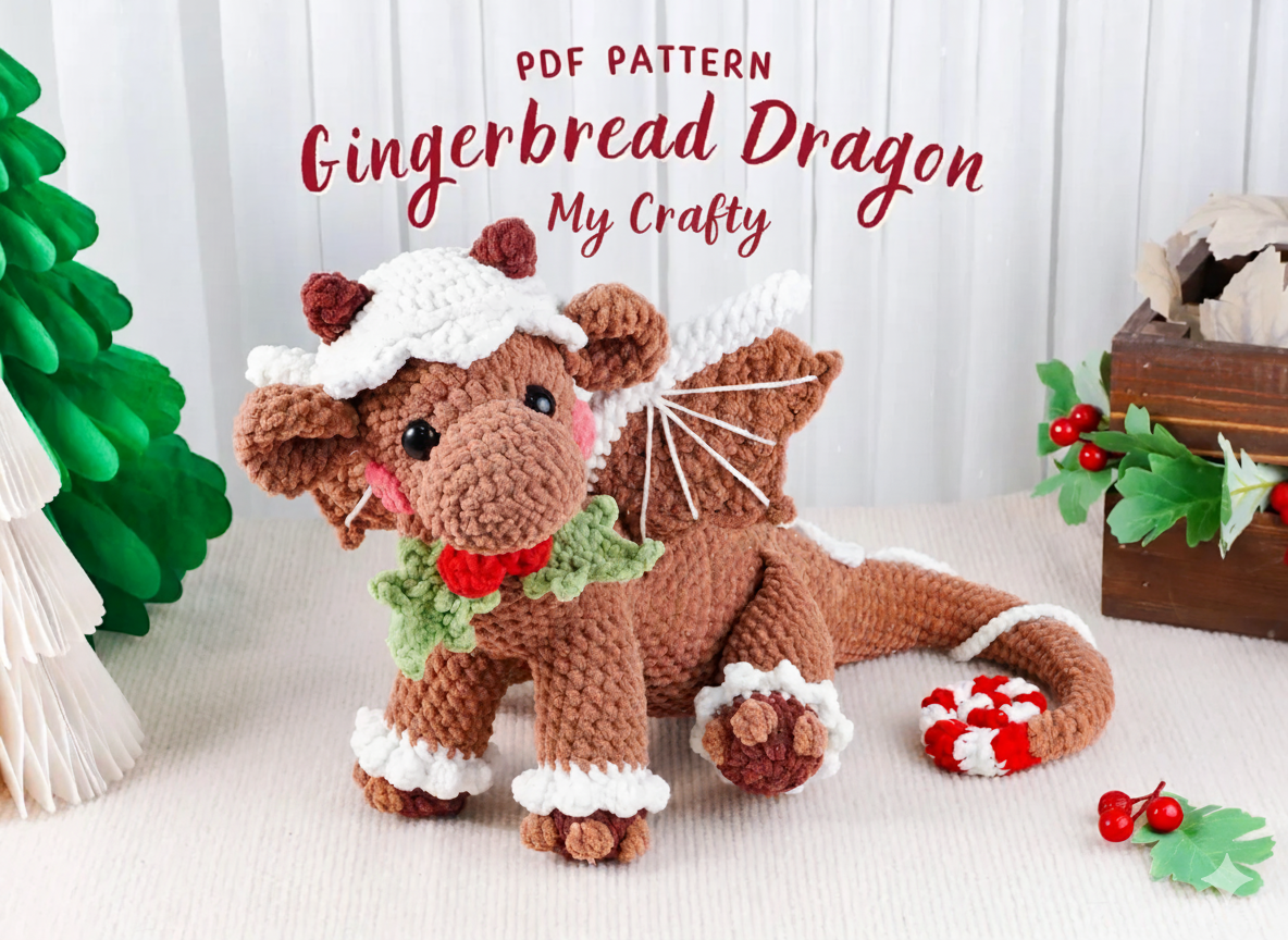 Christmas Amigurumi Gingerbread Dragon Crochet Pattern - Stitchora