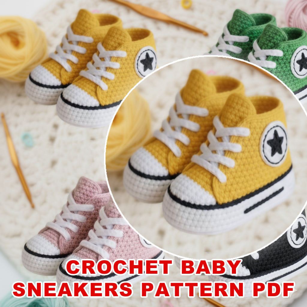 Baby Sneakers Unisex Baby Booties DIY Gift for Newborn Crochet PDF - Stitchora