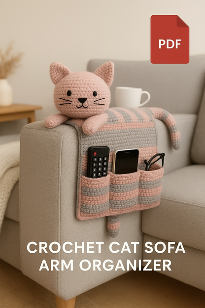 Crochet Cat Sofa Arm Organizer Pattern Couch Caddy PDF - Stitchora